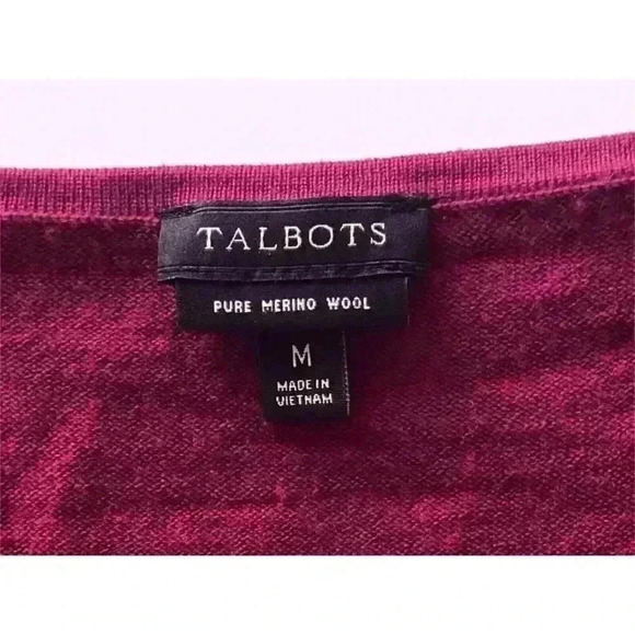 Talbots Sweater Pure Merino Wool Scoop Neck sz M Purple Puff Sleeve - Picture 4 of 6